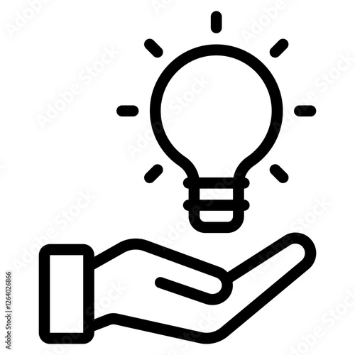 Hand-Held Light Bulb Icon for Creativity