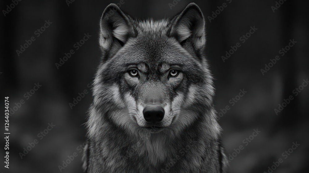 A close-up of a wolf's face with piercing eyes A close-up of a wolf's face with piercing eyes