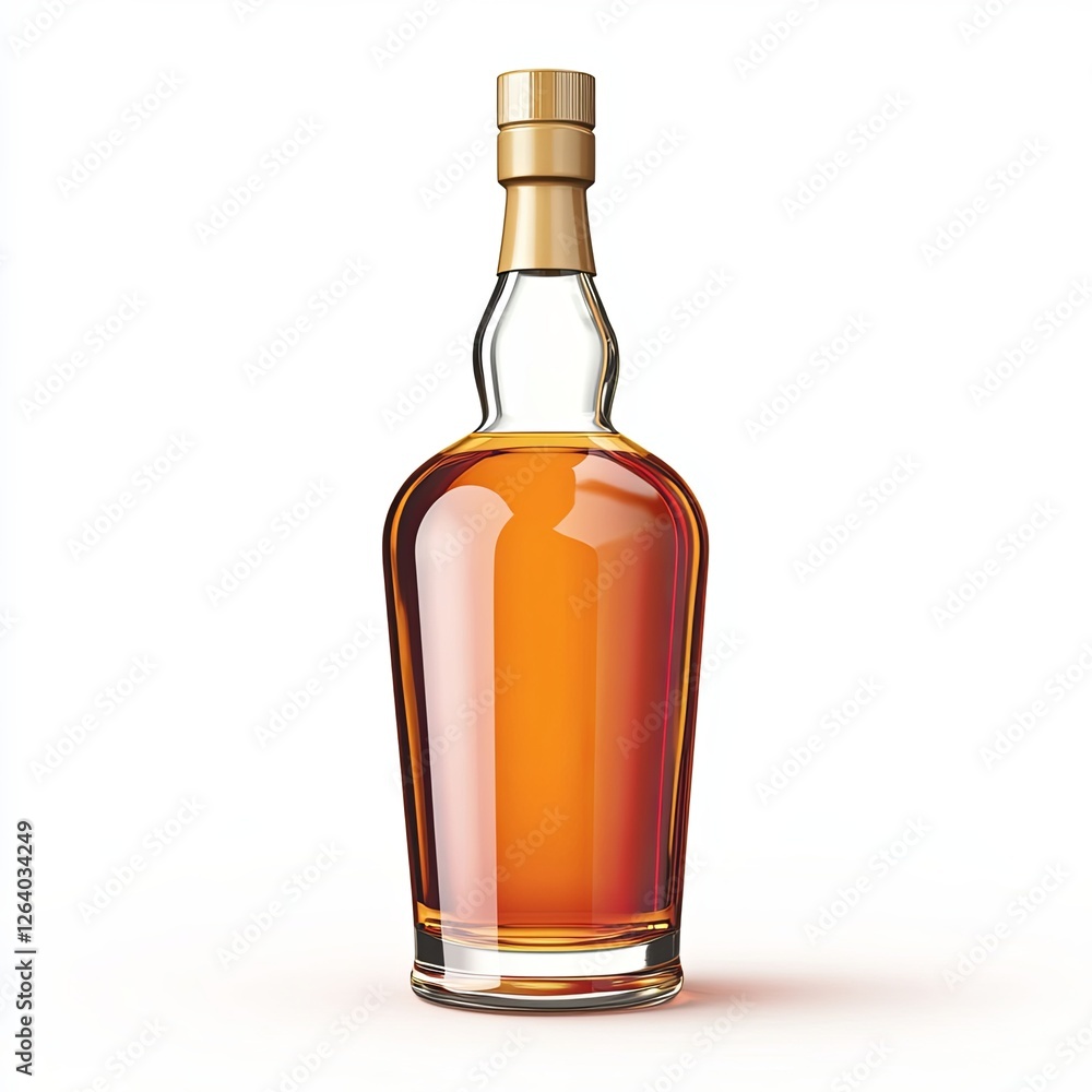 bourbon, 3d style imitation, cartoon icon, white background