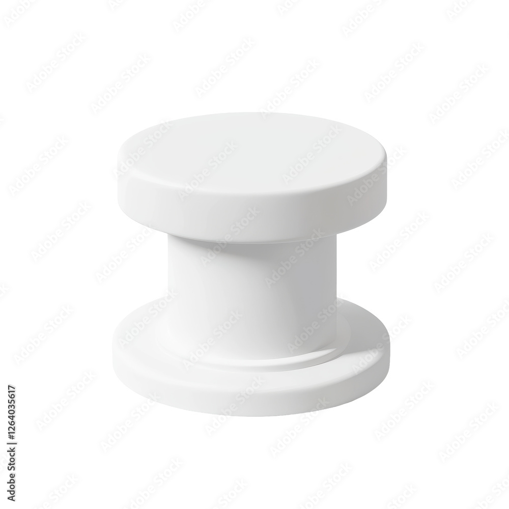 Minimalist 3D white cylindrical pedestal with a smooth surface. Ideal for product visualization, industrial design, and conceptual 3D projects. Isolated on transparent background, png. Minimalist 3D white cylindrical pedestal with a smooth surface. Ideal for product visualization, industrial design, and conceptual 3D projects. Isolated on transparent background, png.