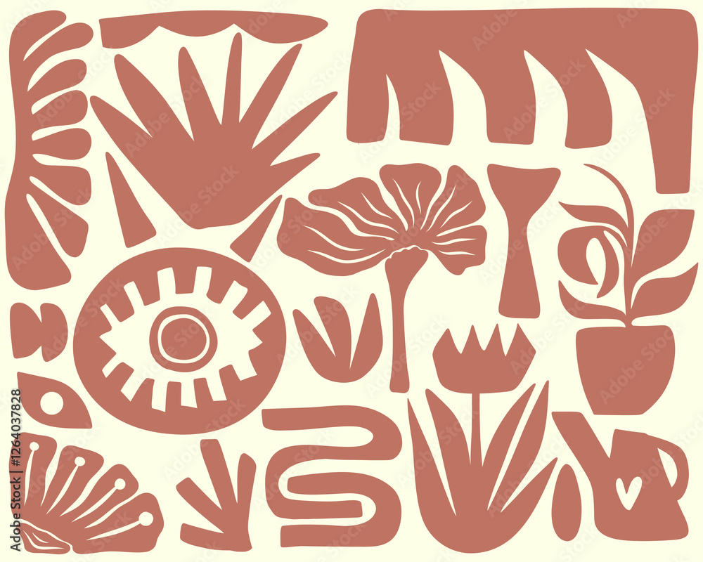 Abstract shape botanical plant matisse pattern lustration vector background layout banner textile print art editable Abstract shape botanical plant matisse pattern lustration vector background layout banner textile print art editable