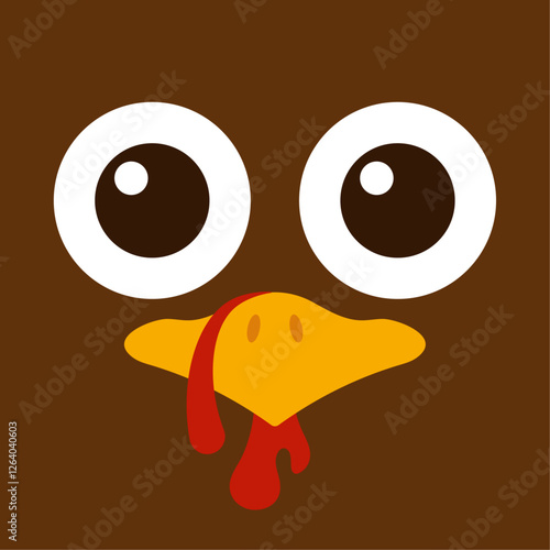 Cute turkey face background design.