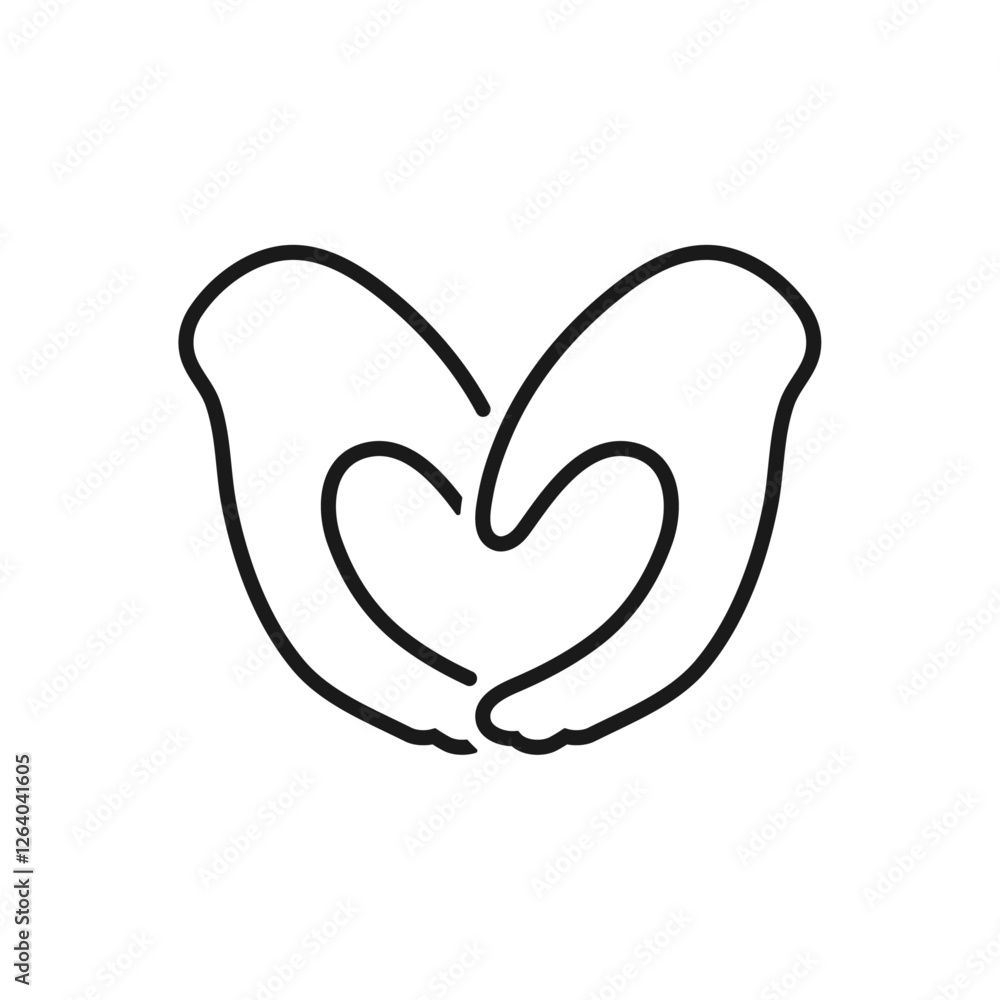 Love hand line icon on white background. Love hand line icon on white background.