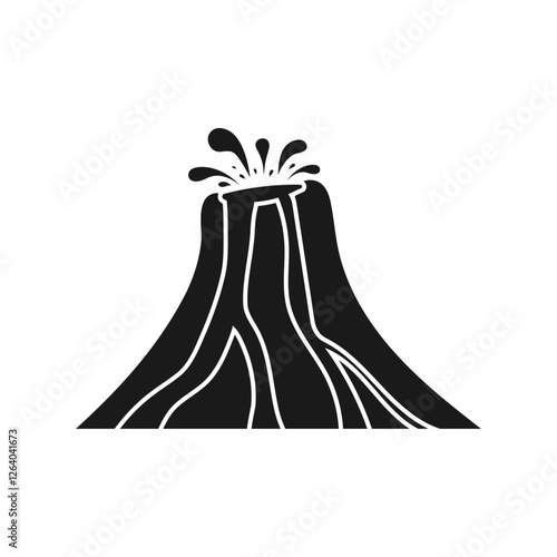 Volcano erupting disaster icon on white background.