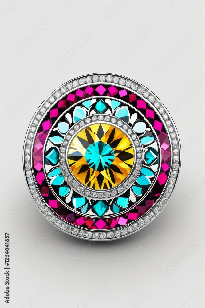 Obraz premium a close up of a colorful ring with diamonds and gems