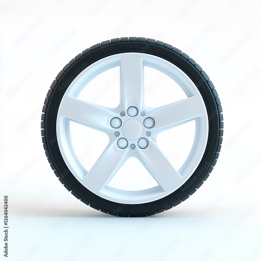 car wheel, 3d style imitation, cartoon icon, white background car wheel, 3d style imitation, cartoon icon, white background