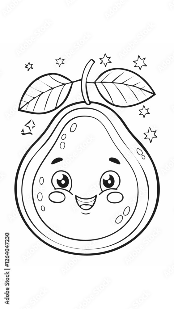 Guava Fruit Food Meal Healthy Coloring Kid Book Page in Black and White. Monochrome and Colored Samples
Guava Fruit Food Meal Healthy Coloring Kid Book Page in Black and White. Monochrome and Colored Samples