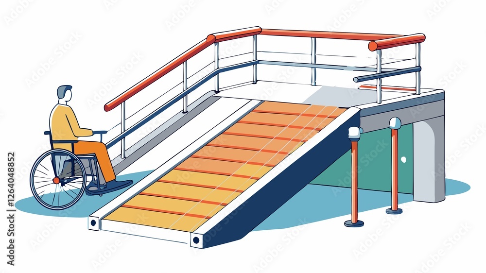 The ramp facilitates ease of movement, ensuring accessibility and inclusivity for all passengers. The ramp facilitates ease of movement, ensuring accessibility and inclusivity for all passengers.