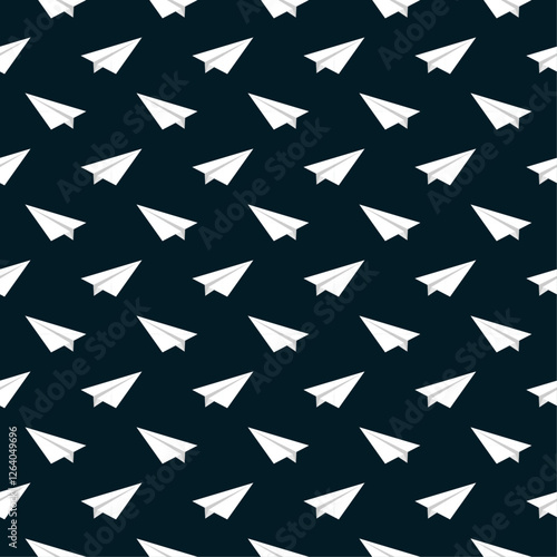 Seamless pattern white paper plane.
