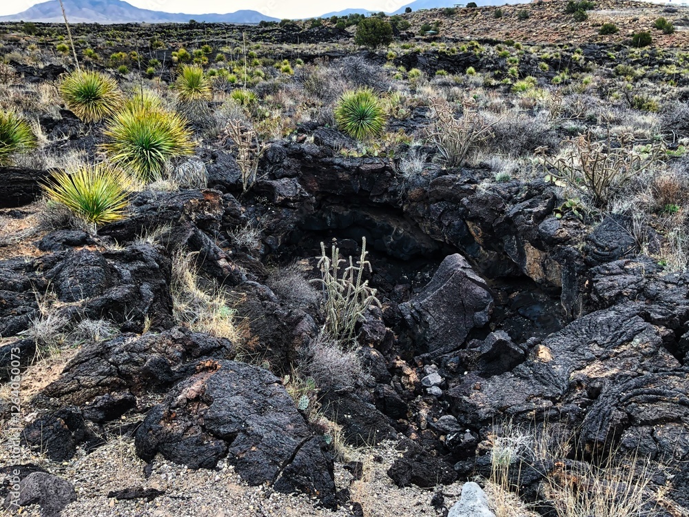 Winter in Lava Fields in Valley of Fires Recreation Area in New Mexico. Winter in Lava Fields in Valley of Fires Recreation Area in New Mexico.