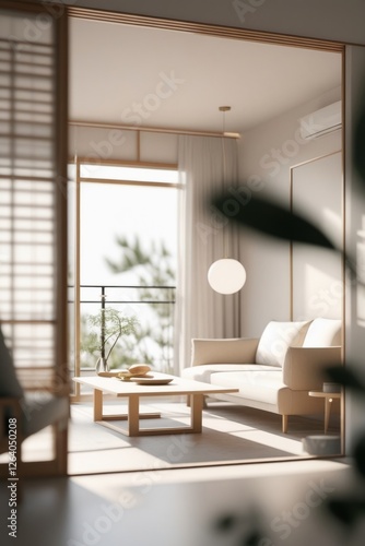 Minimalist Living Room With Natural Light And Wooden Accents