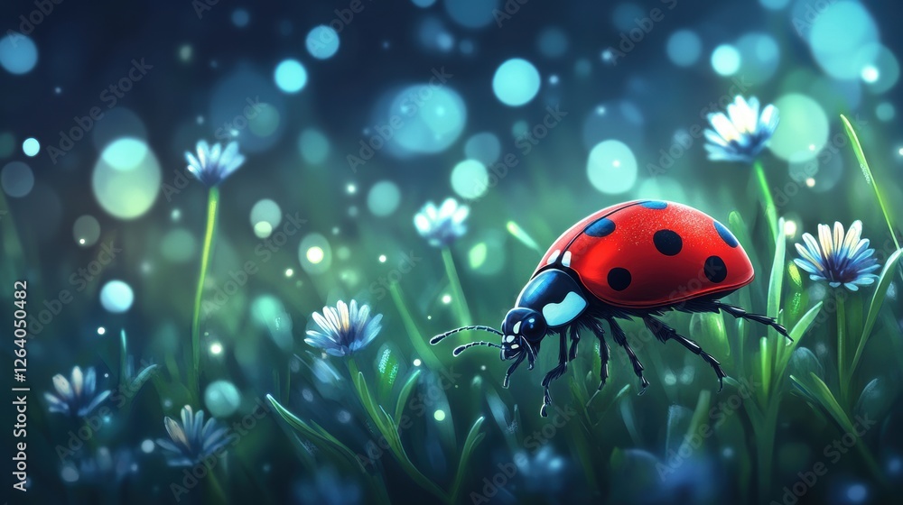 Beautiful cute ladybug with flower in Spring. Beautiful cute ladybug with flower in Spring.