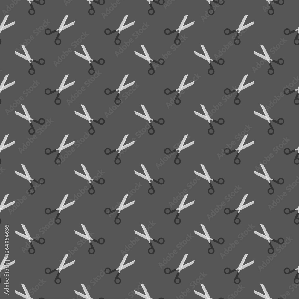 Seamless pattern scissors on gray background. Seamless pattern scissors on gray background.