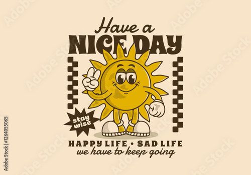 Sunny Character Illustration with Motivational Quote and Positive Message