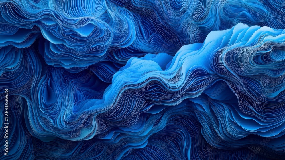 Obraz premium Abstract Blue Waves: A mesmerizing abstract composition of flowing blue lines and swirls, creating an ethereal and dynamic visual experience.