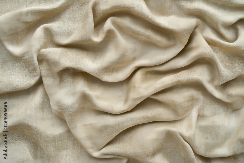 Elegant Soft Cream Silk Fabric with Gentle Ruffle Texture Elegant Soft Cream Silk Fabric with Gentle Ruffle Texture