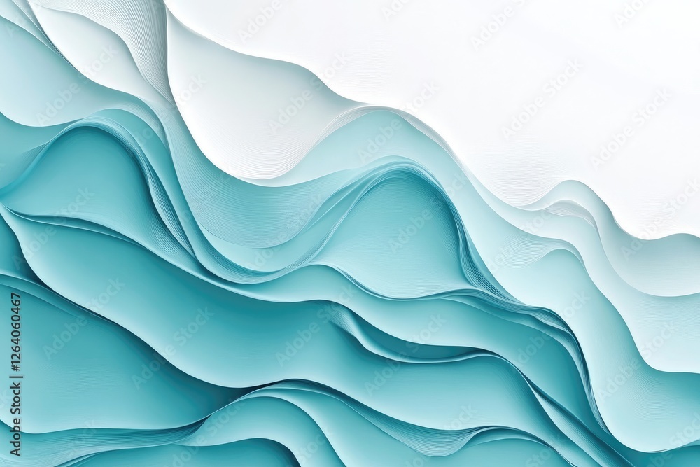Fototapeta premium Abstract Teal and White Wave Pattern Design