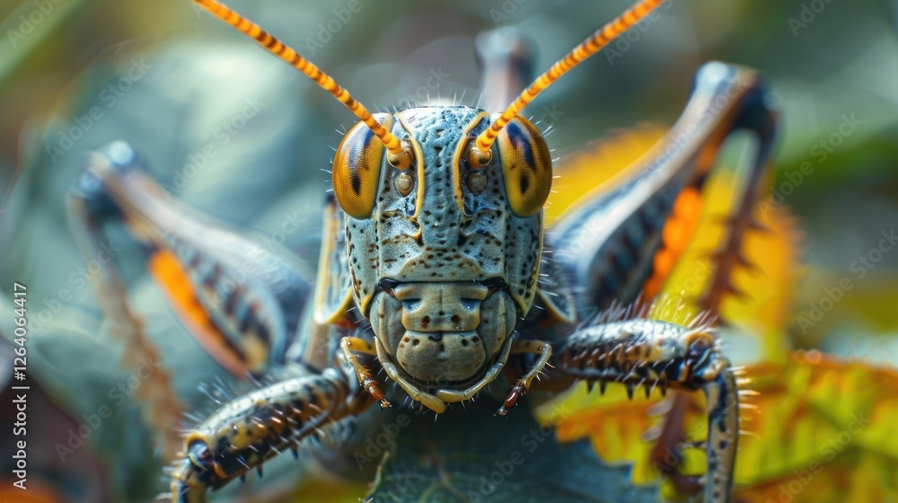 Fototapeta premium close-up of a grasshopper's face