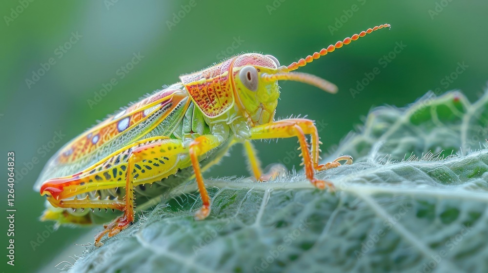 A close-up of a grasshopper on a leaf A close-up of a grasshopper on a leaf