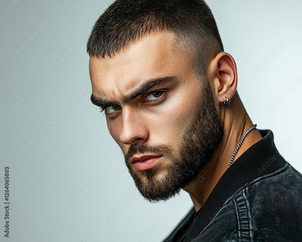 Naklejka premium Man portrait on white background