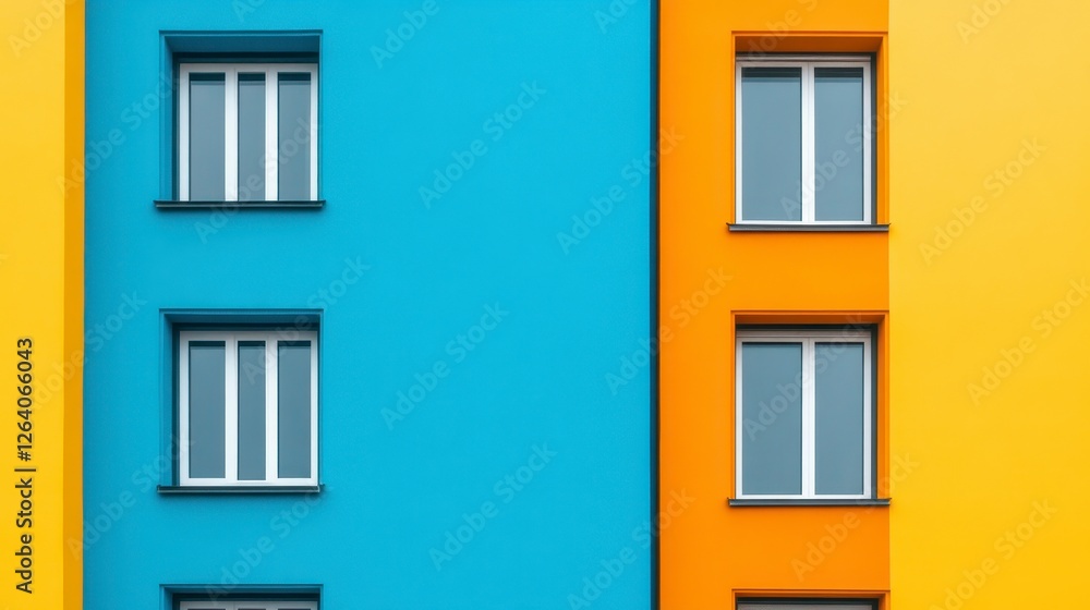 Obraz premium Vibrant Colorful Facade of Modern Residential Apartment Building
