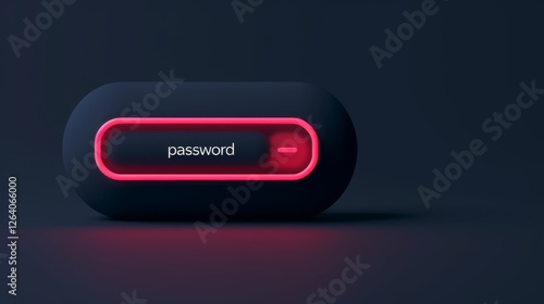 A sleek, futuristic 3D button with password in a glowing neon design, emphasizing cybersecurity, secure access, and data encryption. Ideal for security concepts. AI generated.