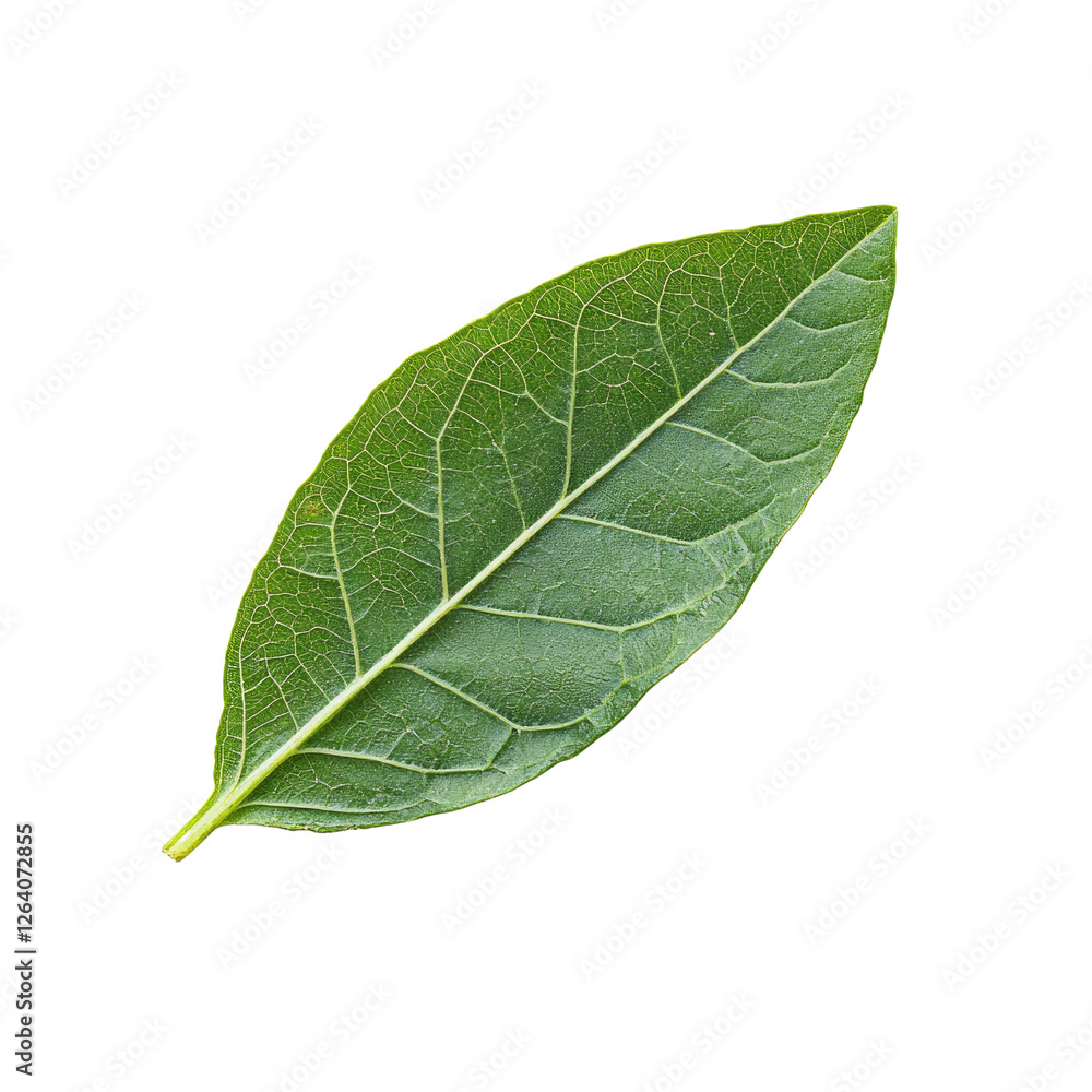 Fresh Green Bay Leaf Isolated on a White Background for Culinary and Herbal Uses Fresh Green Bay Leaf Isolated on a White Background for Culinary and Herbal Uses