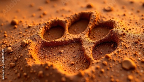 Lion's paw print on savannah soil , savannah, nature, wild