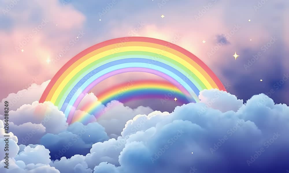A Rainbow with Clouds and Stars A Rainbow with Clouds and Stars