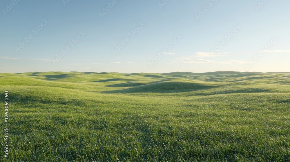 Rolling green hills, sunny meadow landscape, clear sky, pastoral scene, nature background Rolling green hills, sunny meadow landscape, clear sky, pastoral scene, nature background