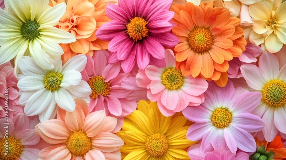 Design a vibrant and elegant floral wallpaper image, featuring an array of colorful flowers in full bloom, with soft, natural hues creating a beautiful and serene background, and ample blank space Design a vibrant and elegant floral wallpaper image, featuring an array of colorful flowers in full bloom, with soft, natural hues creating a beautiful and serene background, and ample blank space