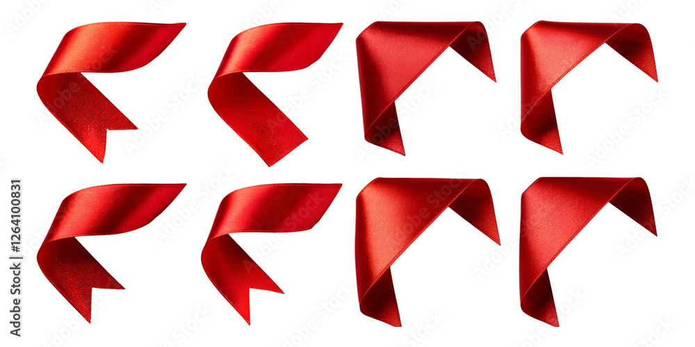 Elegant Red Satin Ribbons Collection for Creative Projects, isolated on transparent background Elegant Red Satin Ribbons Collection for Creative Projects, isolated on transparent background