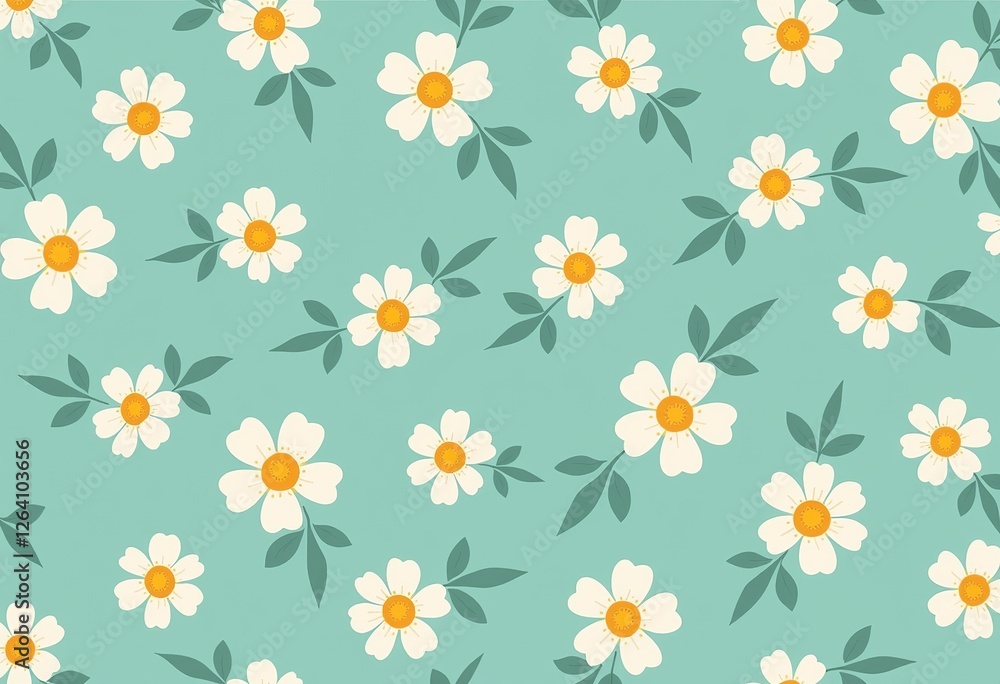 Charming Pastel Floral Pattern: Delicate White Flowers on a Light Teal Background for Nursery Decor, Spring Textiles, and Cute Stationery Designs
Charming Pastel Floral Pattern: Delicate White Flowers on a Light Teal Background for Nursery Decor, Spring Textiles, and Cute Stationery Designs