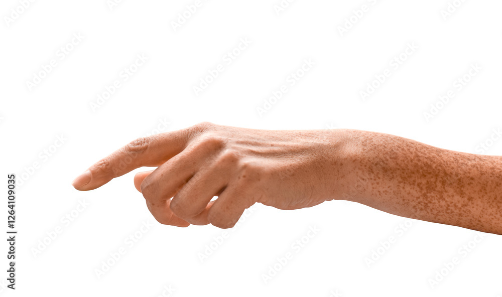 Female hand with extended index finger pointing or pressing gesture isolated cutout on transparent Female hand with extended index finger pointing or pressing gesture isolated cutout on transparent