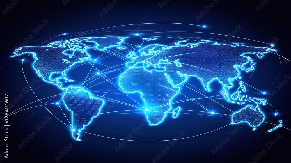 Global network connection glowing map, digital background, internet communication Global network connection glowing map, digital background, internet communication