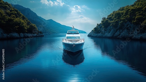 Wallpaper Mural Luxury yacht cruising in the middle of a calm azure sea Torontodigital.ca