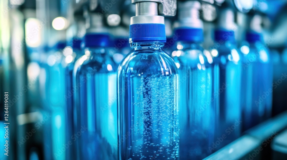 Bottling plant fills water bottles on automated line Bottling plant fills water bottles on automated line