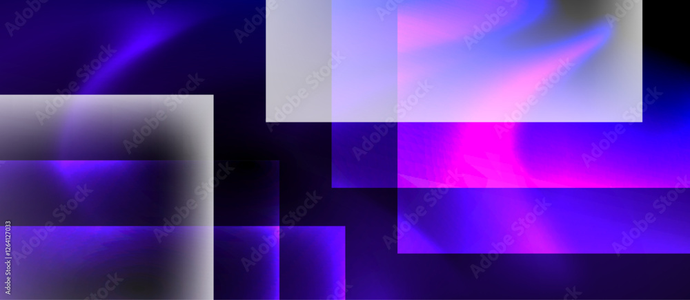 Obraz premium Dark neon colors with glass square shapes