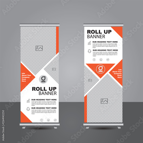 New roll up banner template bundle. advertising, background, banner, biochemistry, biology, blue, brochure, business promotion signage standee vector layout
