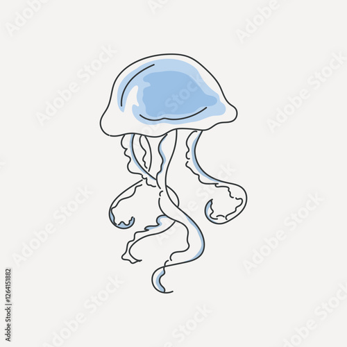 Blue jellyfish, aesthetic illustration design element vector