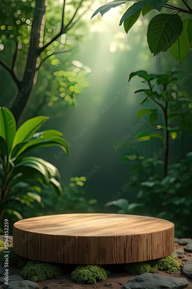 Fototapeta premium Wooden Platform in Tropical Forest