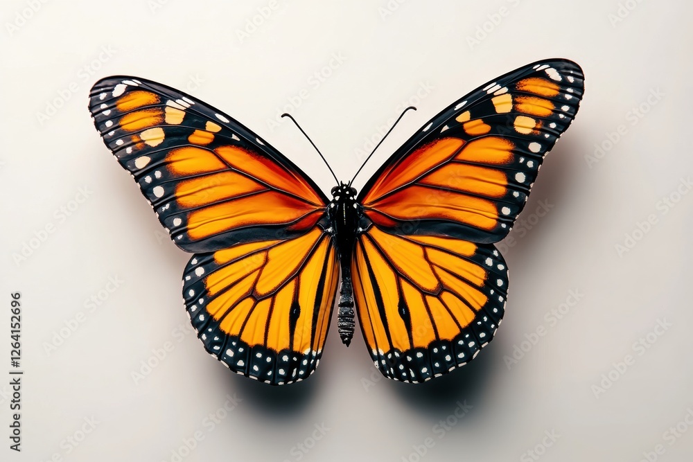 Fototapeta premium A vibrant monarch butterfly showcasing its intricate wing patterns.