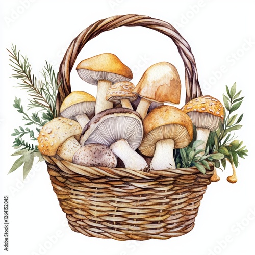 A full basket of various mushroom