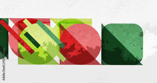 Squares, circles and triangles and grainy noisy texture. Vector Illustration For Wallpaper, Banner, Background, Card, Book Illustration, landing page