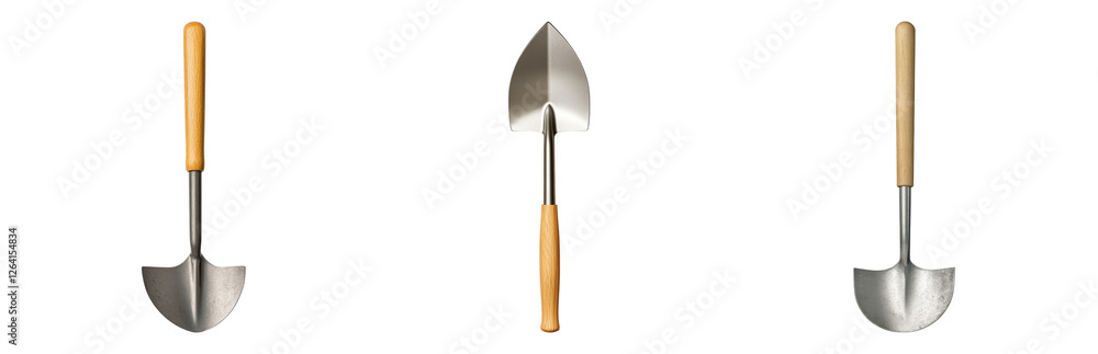 Garden Tools Shovel and Spade with Wooden Handle Isolated on transparent background Garden Tools Shovel and Spade with Wooden Handle Isolated on transparent background