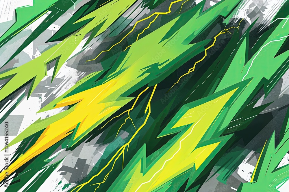 Dynamic Digital Art of Green and Yellow Lightning Bolts on Transparent Background Dynamic Digital Art of Green and Yellow Lightning Bolts on Transparent Background