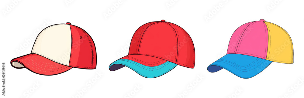 Fototapeta premium Caps in Various Styles and Designs Isolated on transparent background