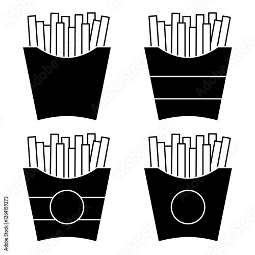 French Fries Icon Set. Vector Linear Illustration of French Fries. French Fries Symbol. French Fries Vector Icon in line style design.