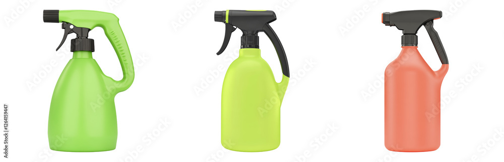 Spray Bottles for Cleaning Solutions Display Isolated on transparent background Spray Bottles for Cleaning Solutions Display Isolated on transparent background