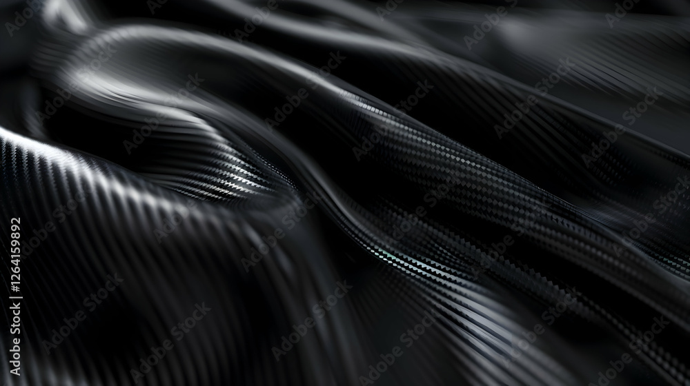 Naklejka premium Close-up of flowing black fabric with subtle texture, creating an elegant and dynamic visual effect